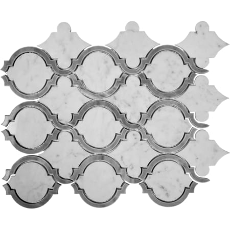 Apollo Tile Sample, Royal White & Grey Arabesque 11"x14" Marble Waterjet Tile APLTRL993EC77 Sample